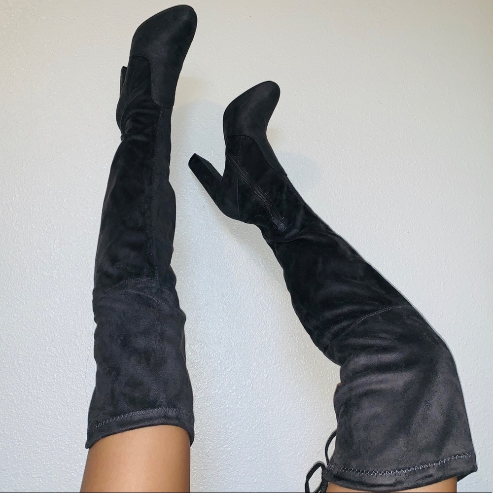 SOLD. Grey Thigh High Boots